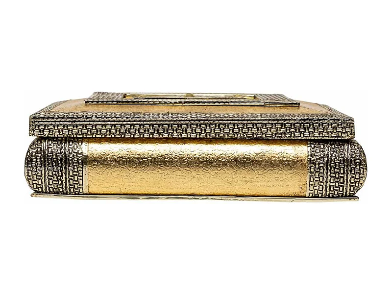 Caixa de joias de metal com relevo dourado 20x20x6