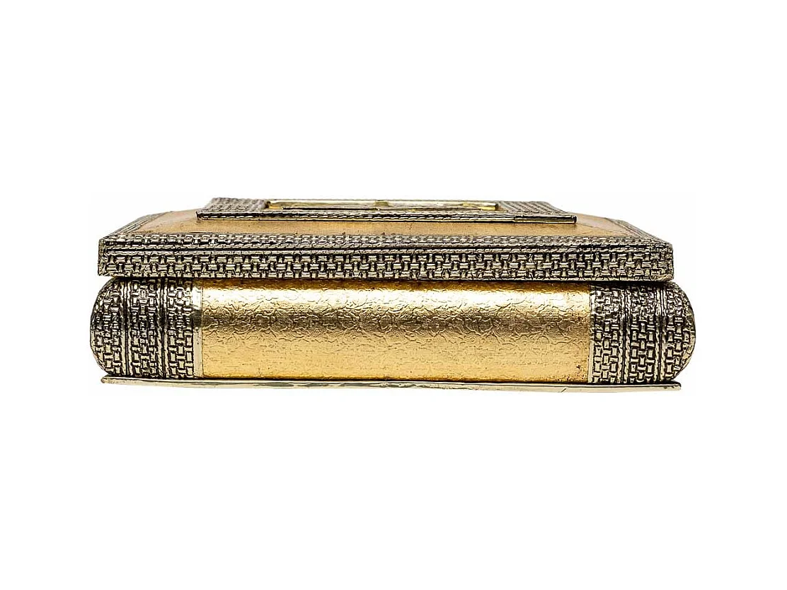Boîte à bijoux en métal repoussé doré 20x20x6h