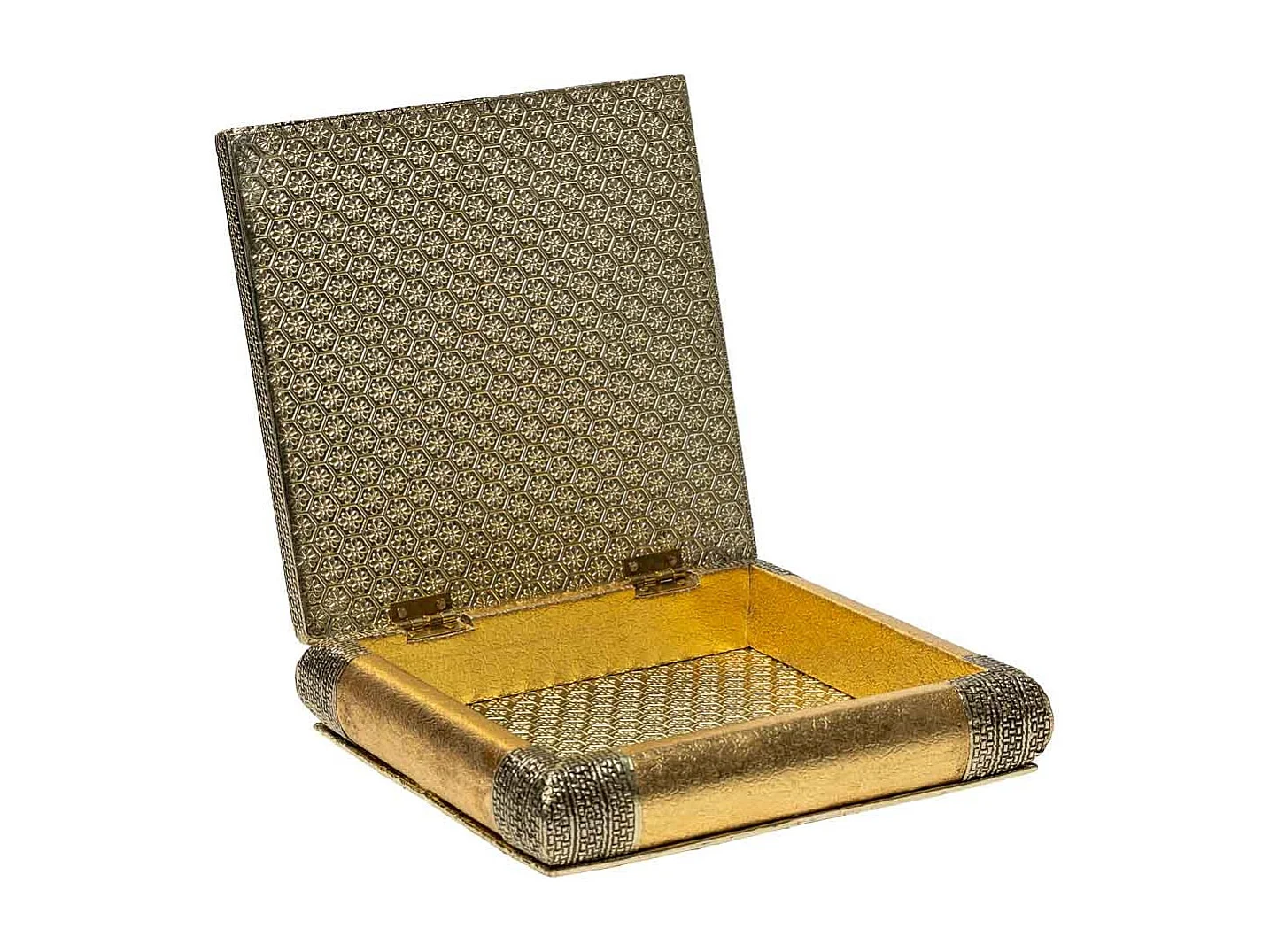 GoldgeprÃ¤gtes MetallschmuckkÃ¤stchen 20x20x6h cm