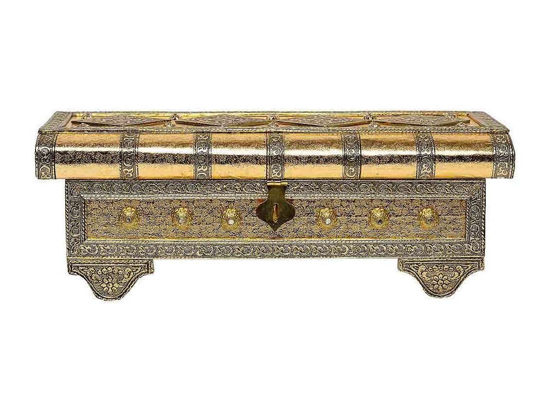 Schmuckschatulle aus goldgeprÃ¤gtem Metall, 32,5 x 14 x 12 h cm