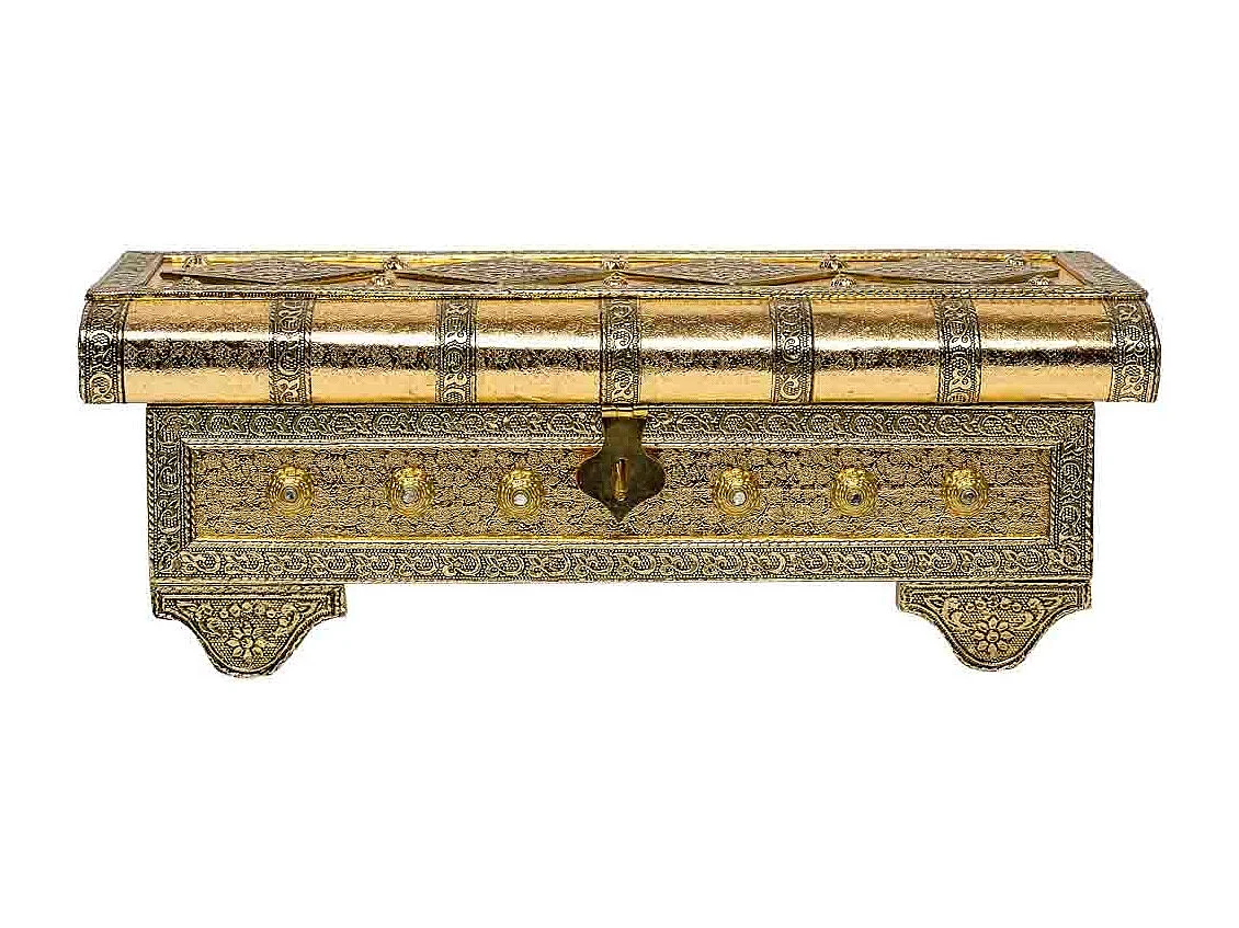 Schmuckschatulle aus goldgeprÃ¤gtem Metall, 32,5 x 14 x 12 h cm