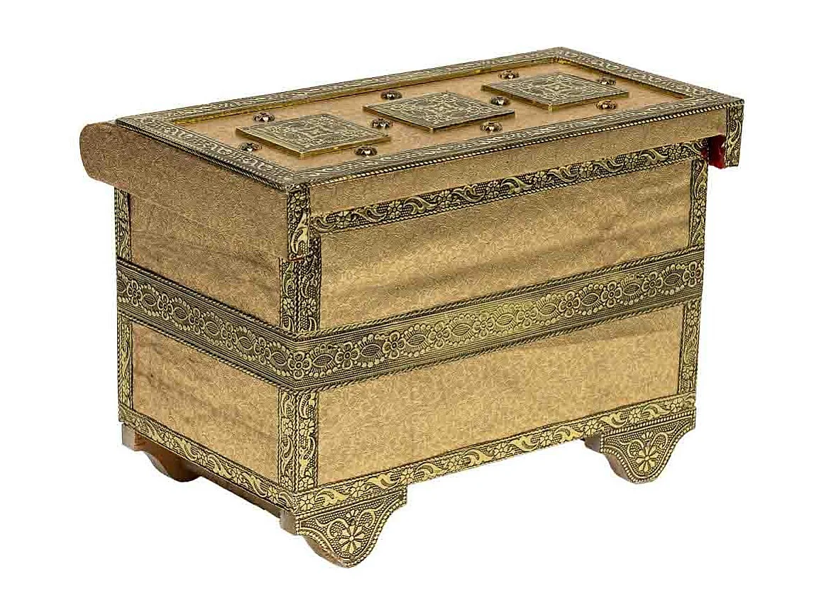 Porta-joias em metal com relevo dourado 27,5x17x18,5