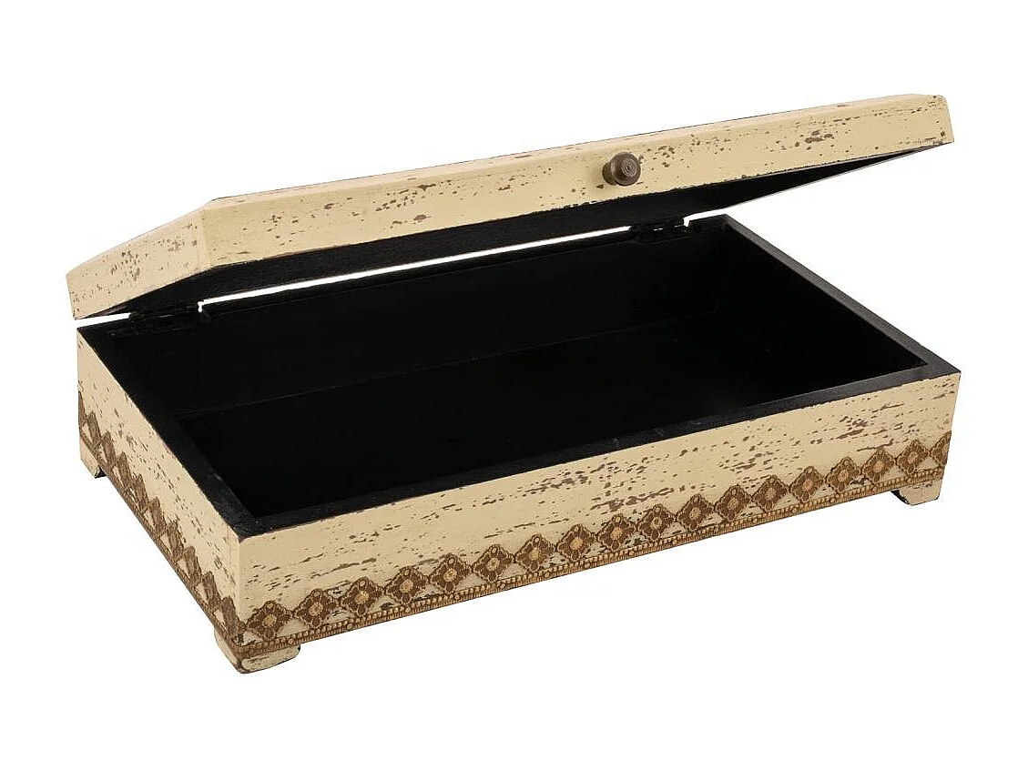 Caixa de joias de madeira creme 33x18x9