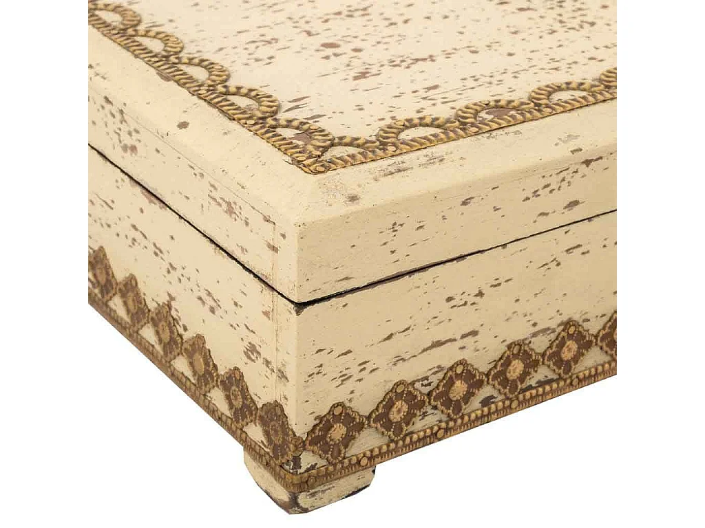 Caixa de joias de madeira creme 33x18x9