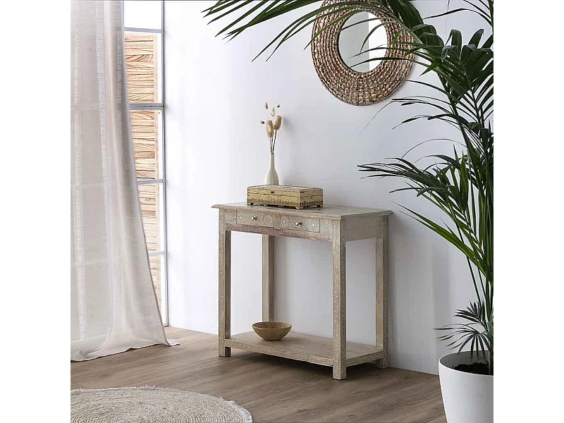 Caixa de joias de madeira creme 33x18x9