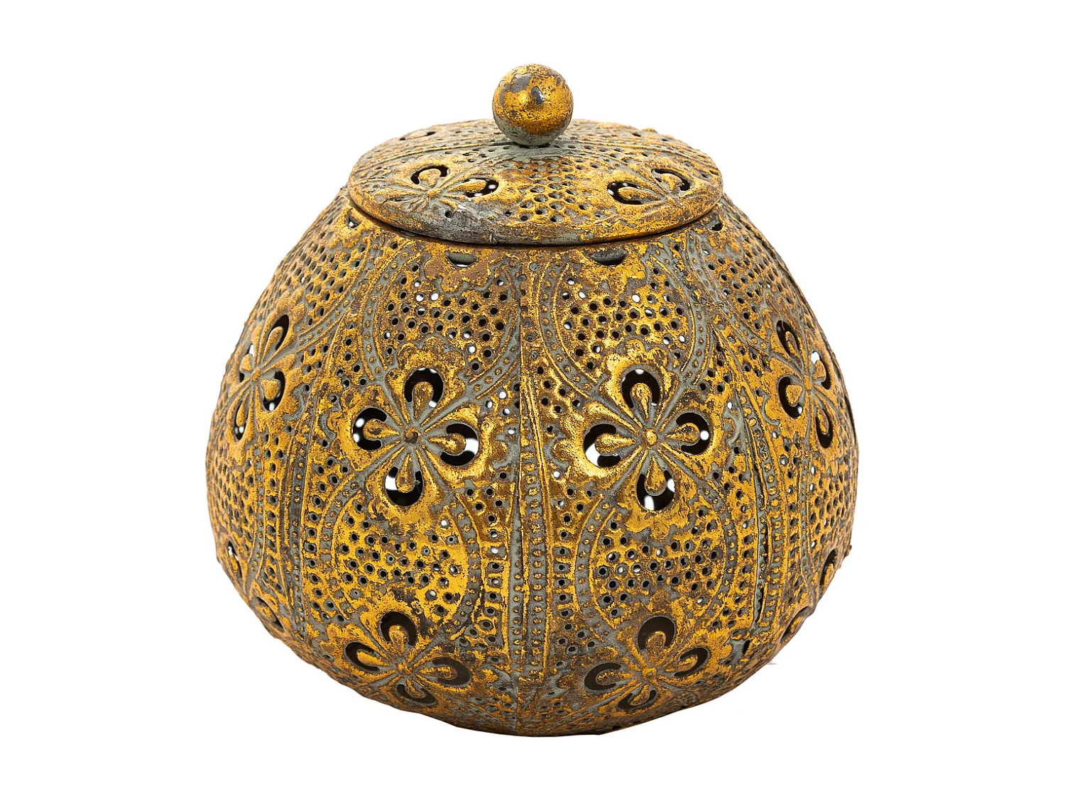 Porta-joias em metal dourado 12x12x12