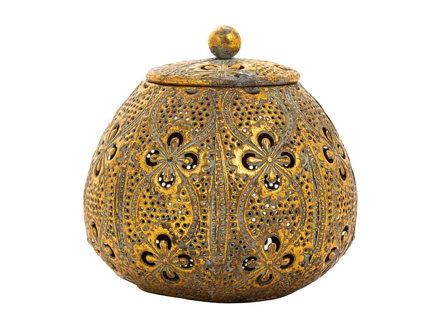 Porta-joias em metal dourado 12x12x12