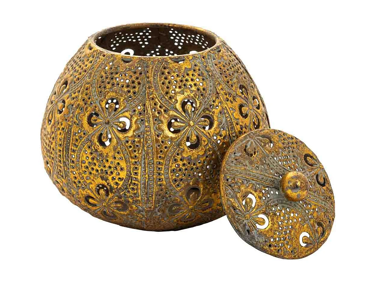 Portagioie in metallo dorato 12x12x12h