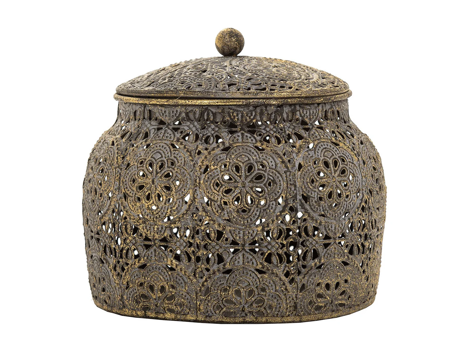 Boîte à bijoux en métal marron 14.5x14.5x13.5h