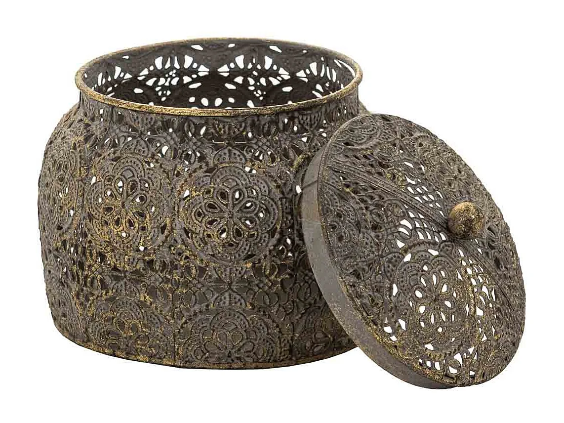 Boîte à bijoux en métal marron 14.5x14.5x13.5h