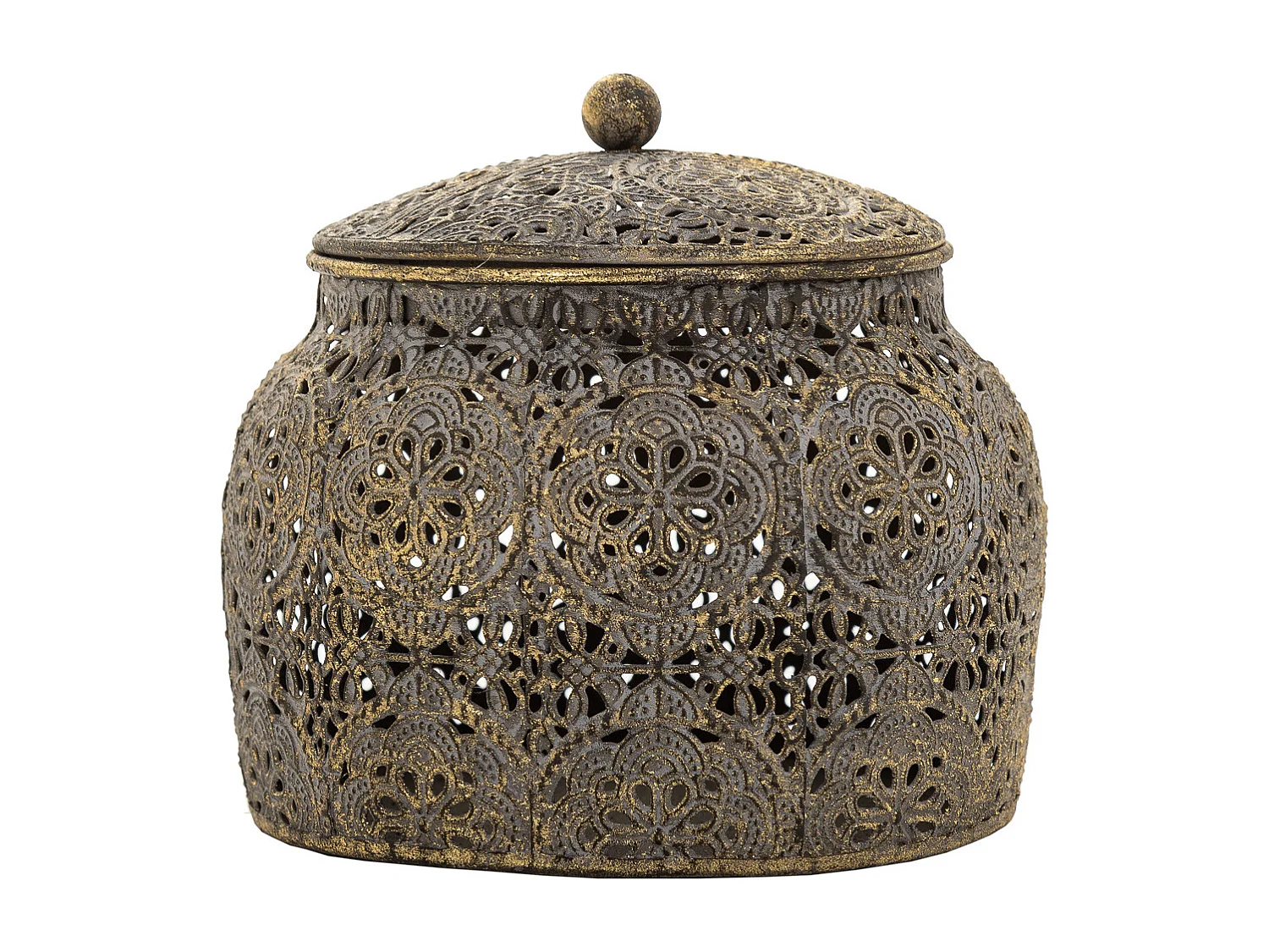 Boîte à bijoux en métal marron 14.5x14.5x13.5h