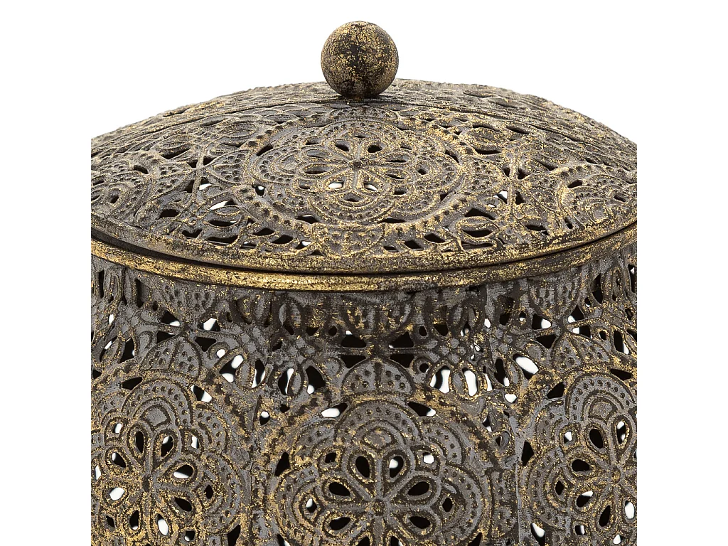 Boîte à bijoux en métal marron 14.5x14.5x13.5h