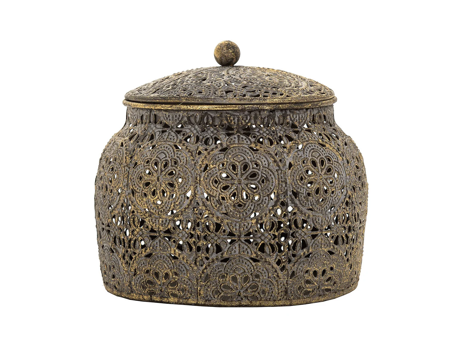 Boîte à bijoux en métal marron 14.5x14.5x13.5h