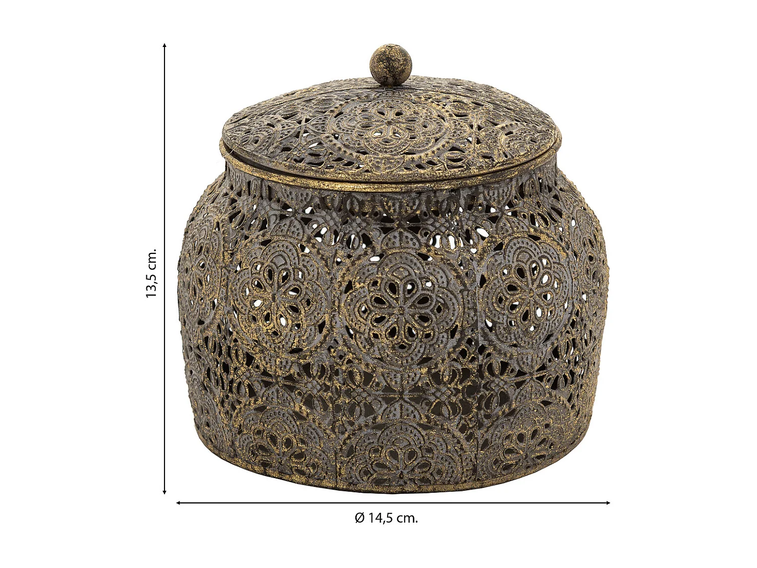 Portagioie in metallo marrone 14,5x14,5x13,5h