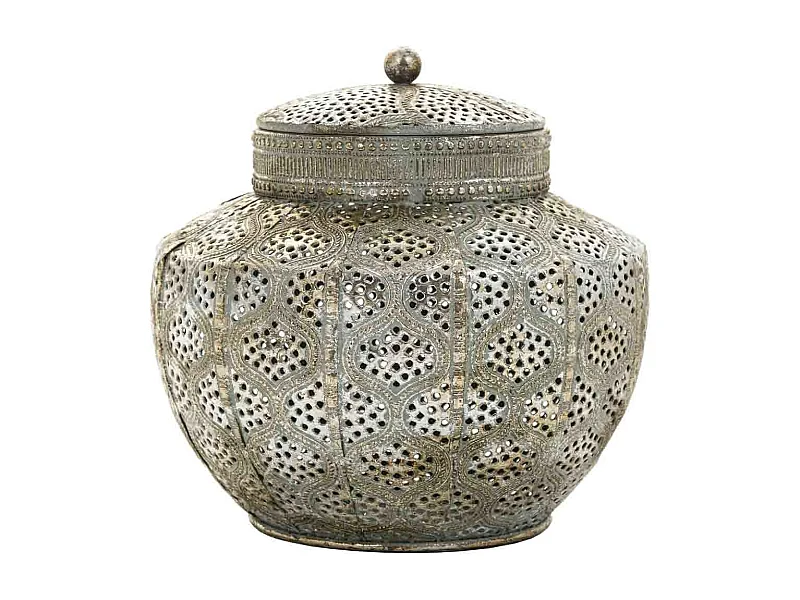 Porta-joias em metal prateado 19x19x19