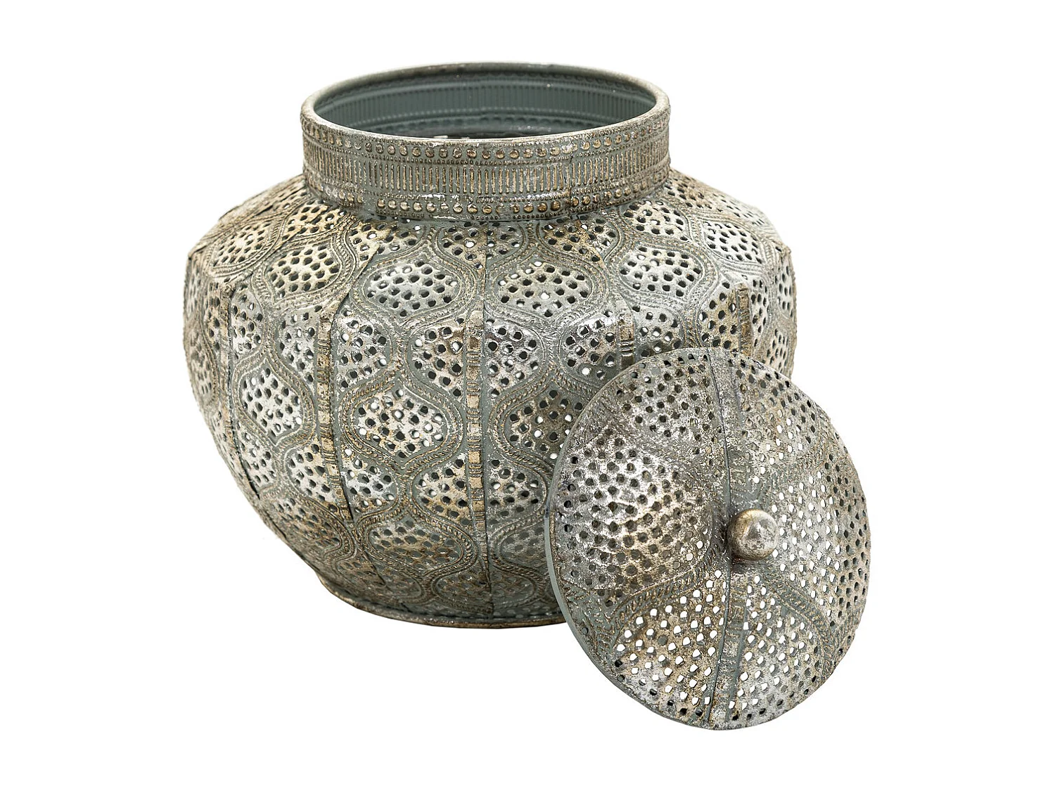 Portagioie in metallo argentato 19x19x19h