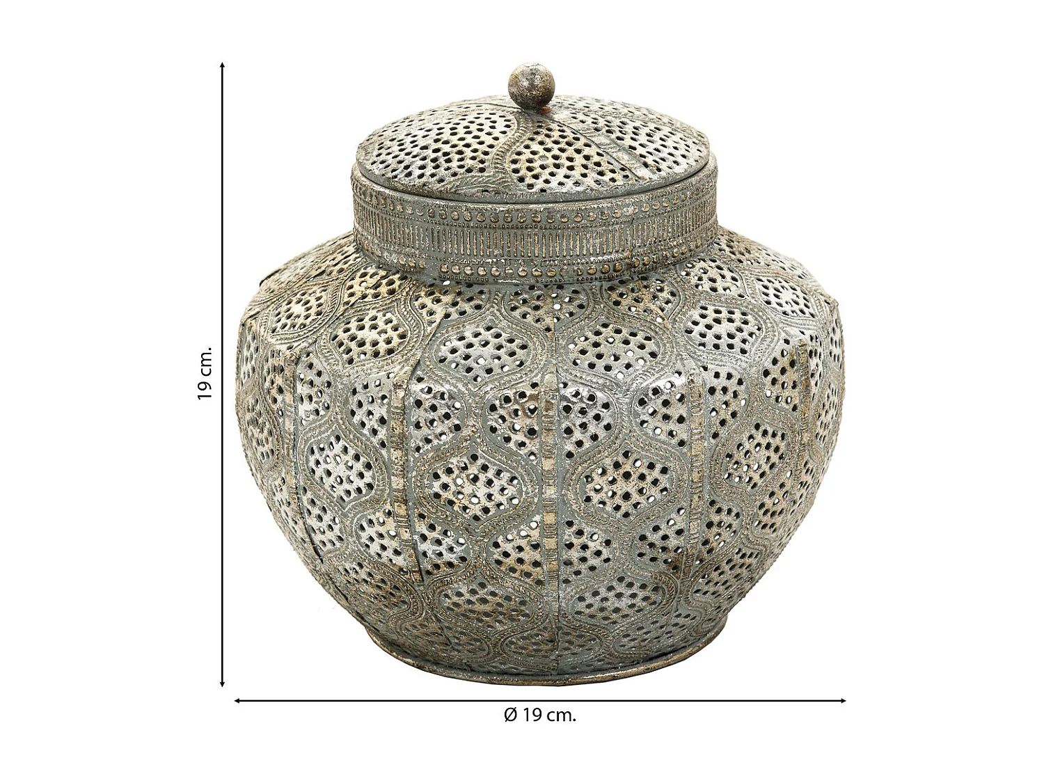 Portagioie in metallo argentato 19x19x19h