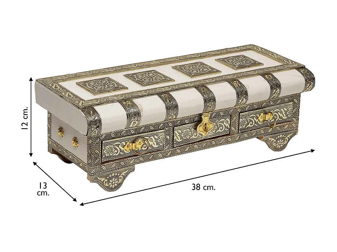 Portagioie in metallo bianco goffrato 38x13x12h