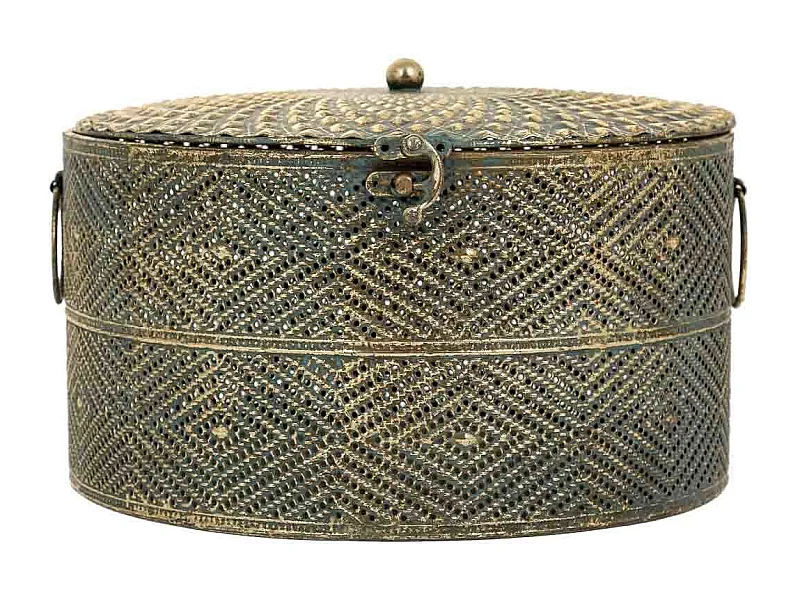 Porta-joias em metal dourado 27x27x17,5