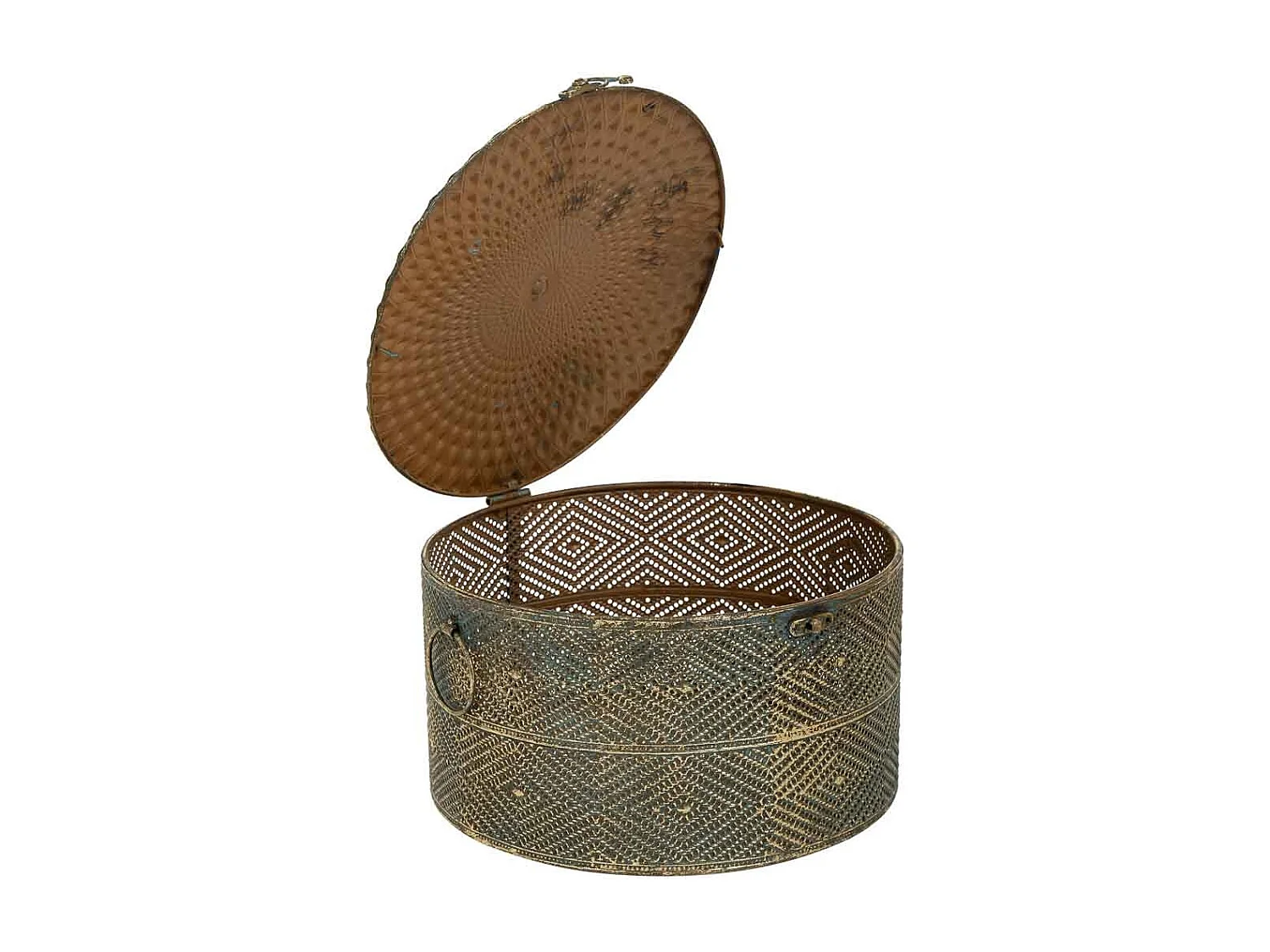 Porta-joias em metal dourado 27x27x17,5