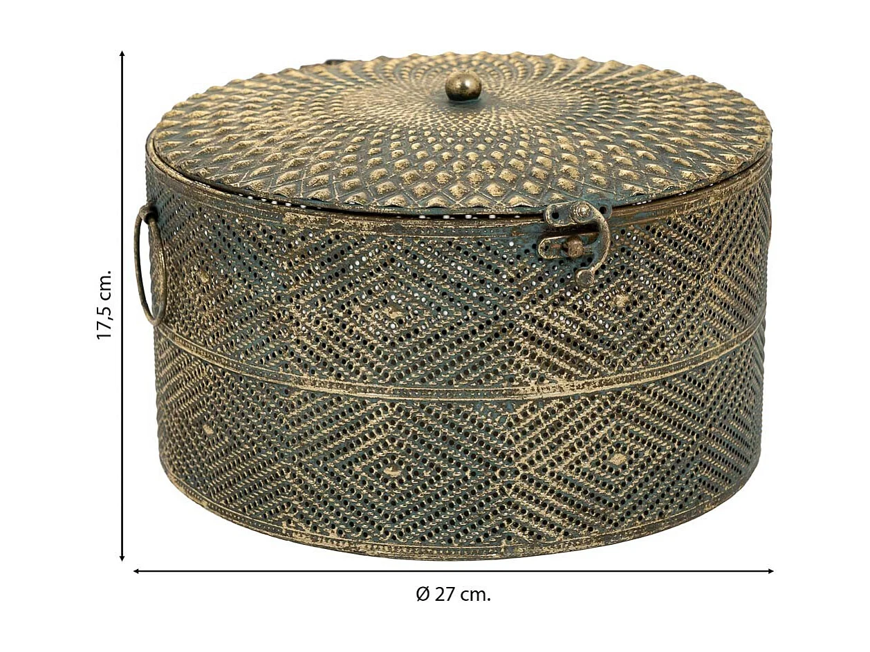 Porta-joias em metal dourado 27x27x17,5