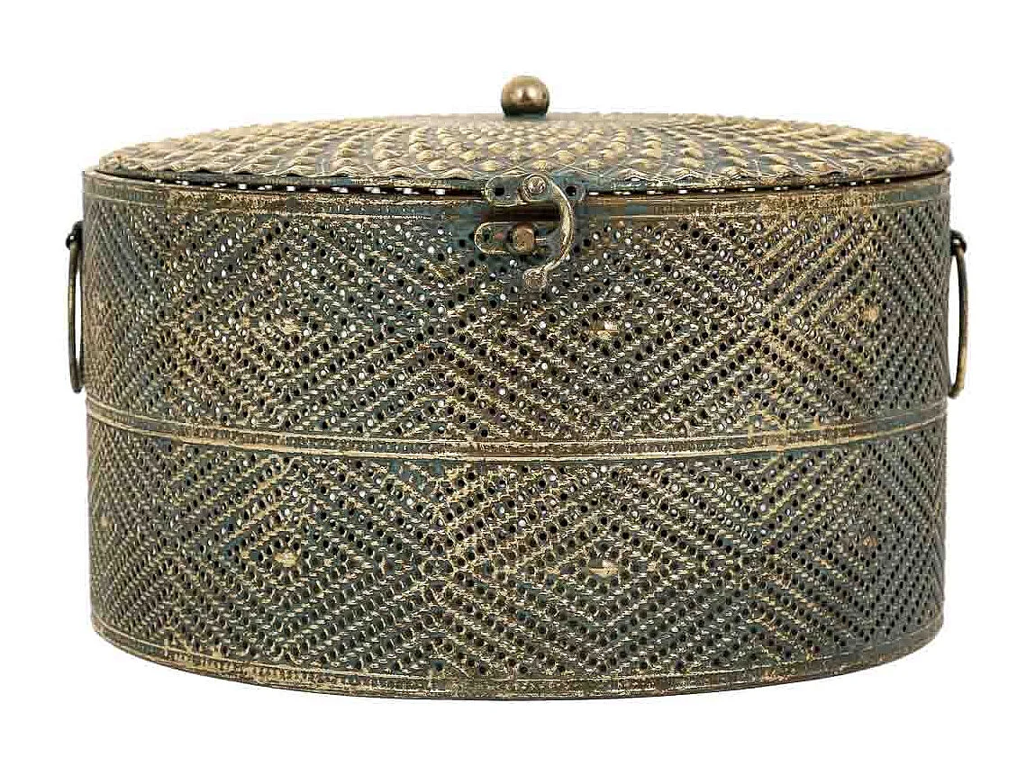 Porta-joias em metal dourado 27x27x17,5