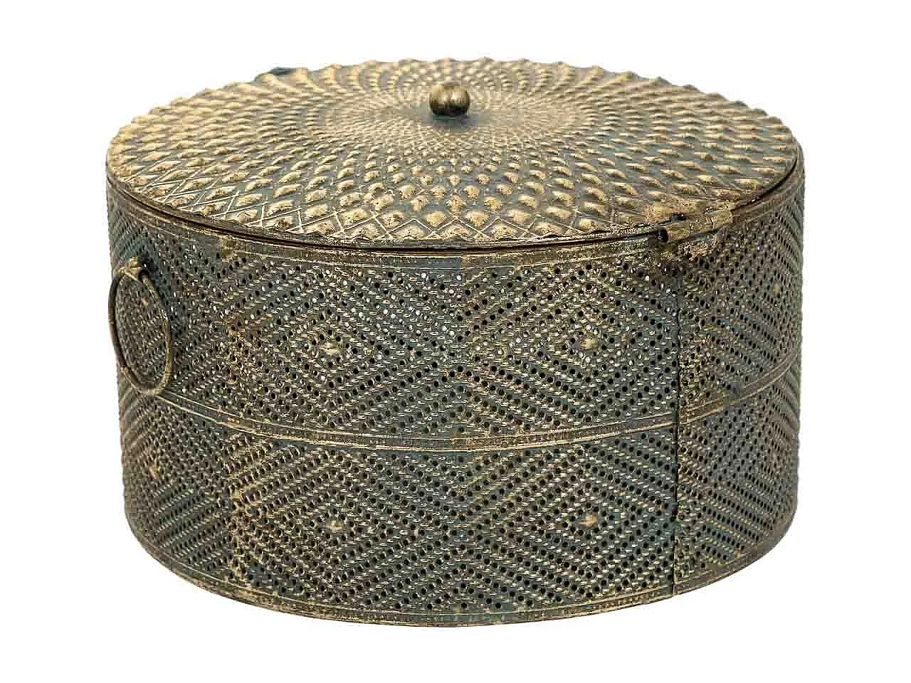 Porta-joias em metal dourado 27x27x17,5