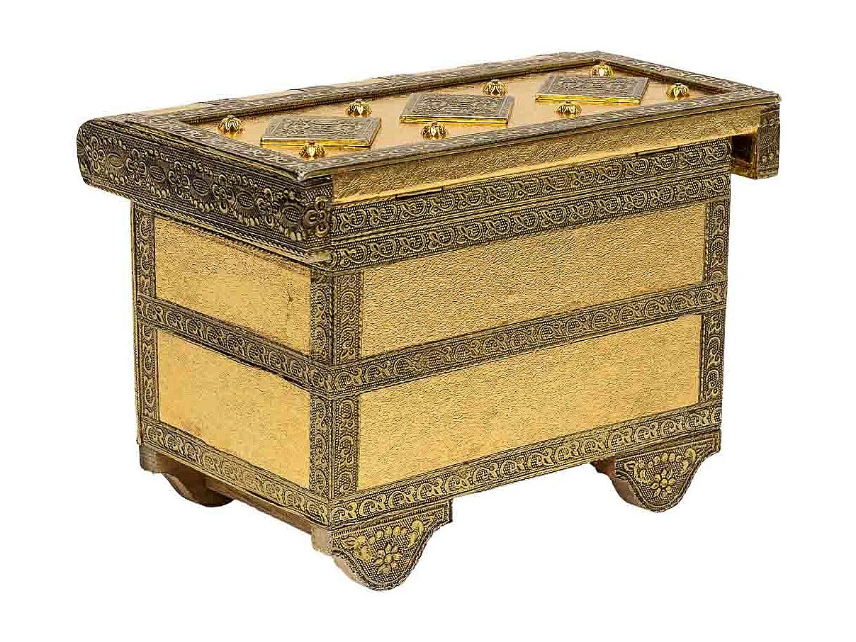 Portagioie in metallo dorato sbalzato 22x14x17h