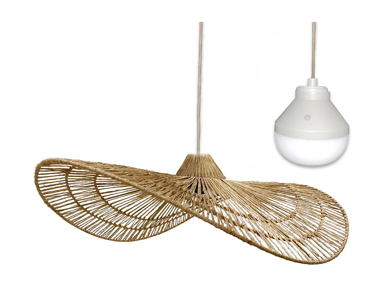 Suspension nomade MARBELLA Bois Jute H14CM