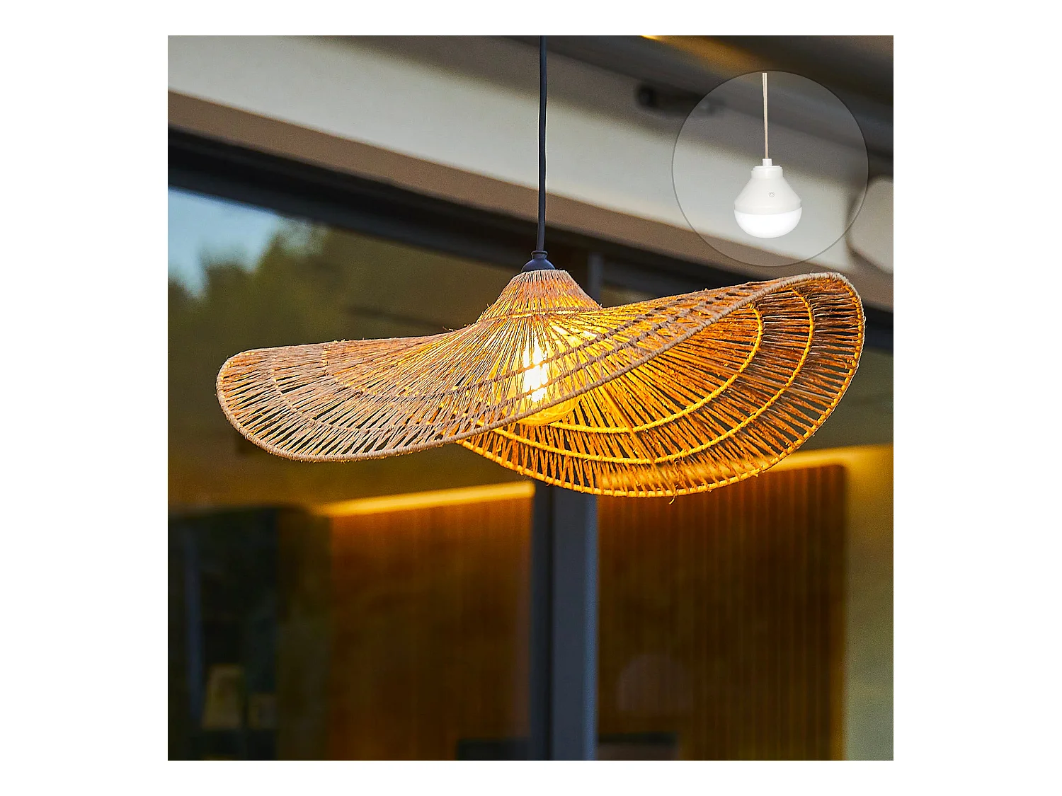Suspension nomade MARBELLA Bois Jute H14CM