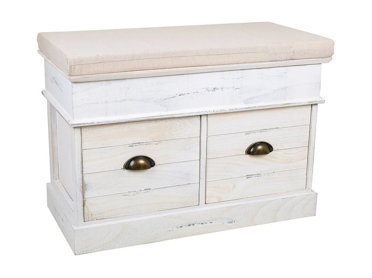 Banc en bois laqué blanc 70x35x50h cm