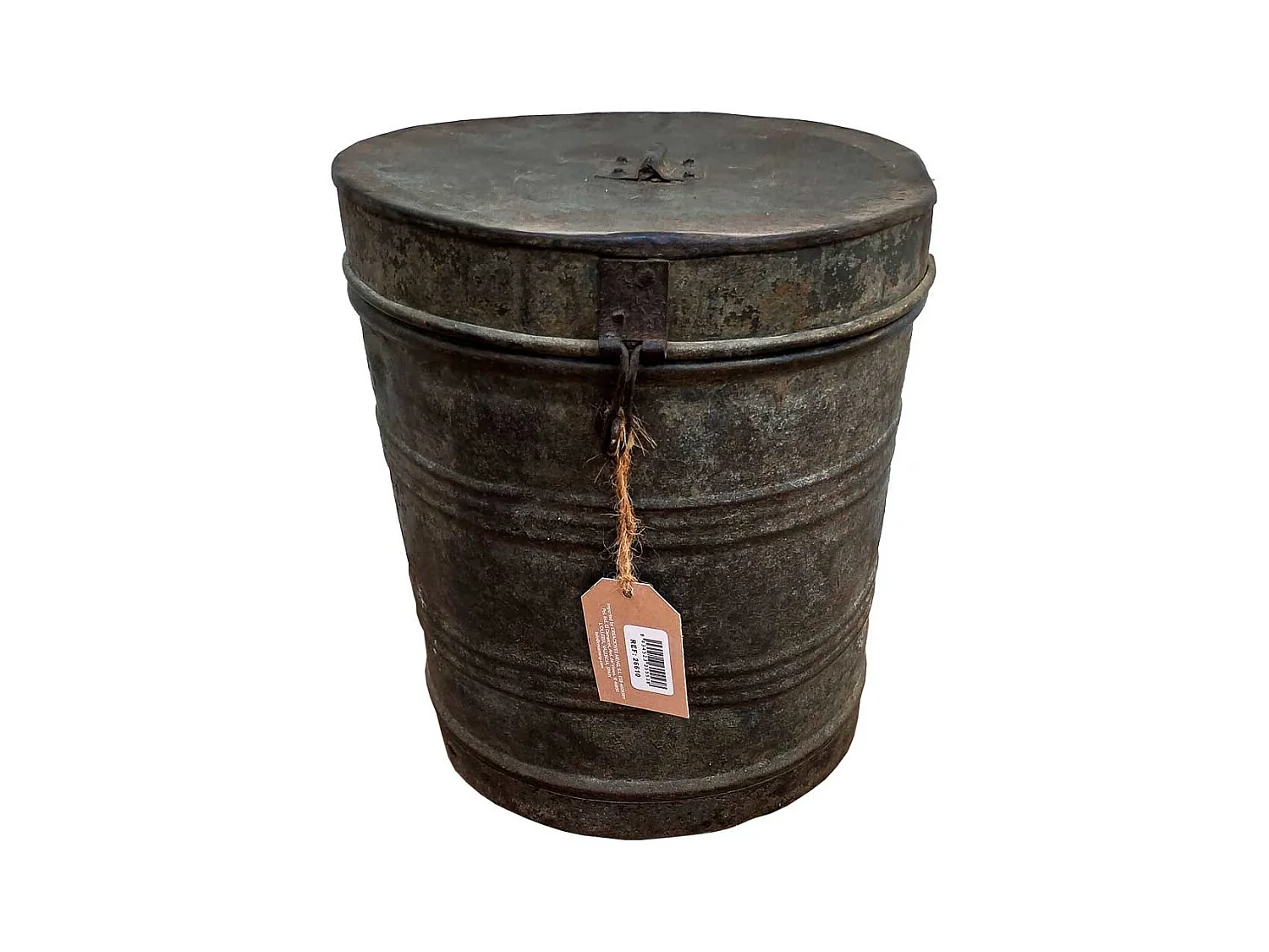 Bidon en metal marron 29x29x33h