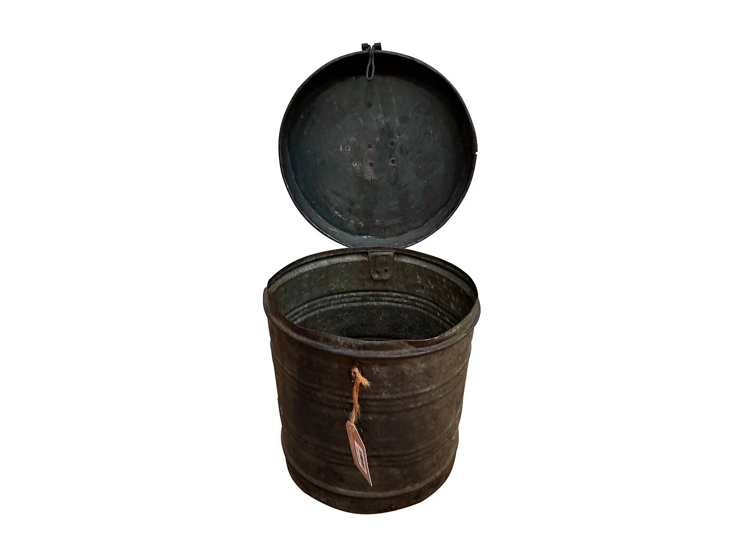 Tambor de metal marrom 29x29x33
