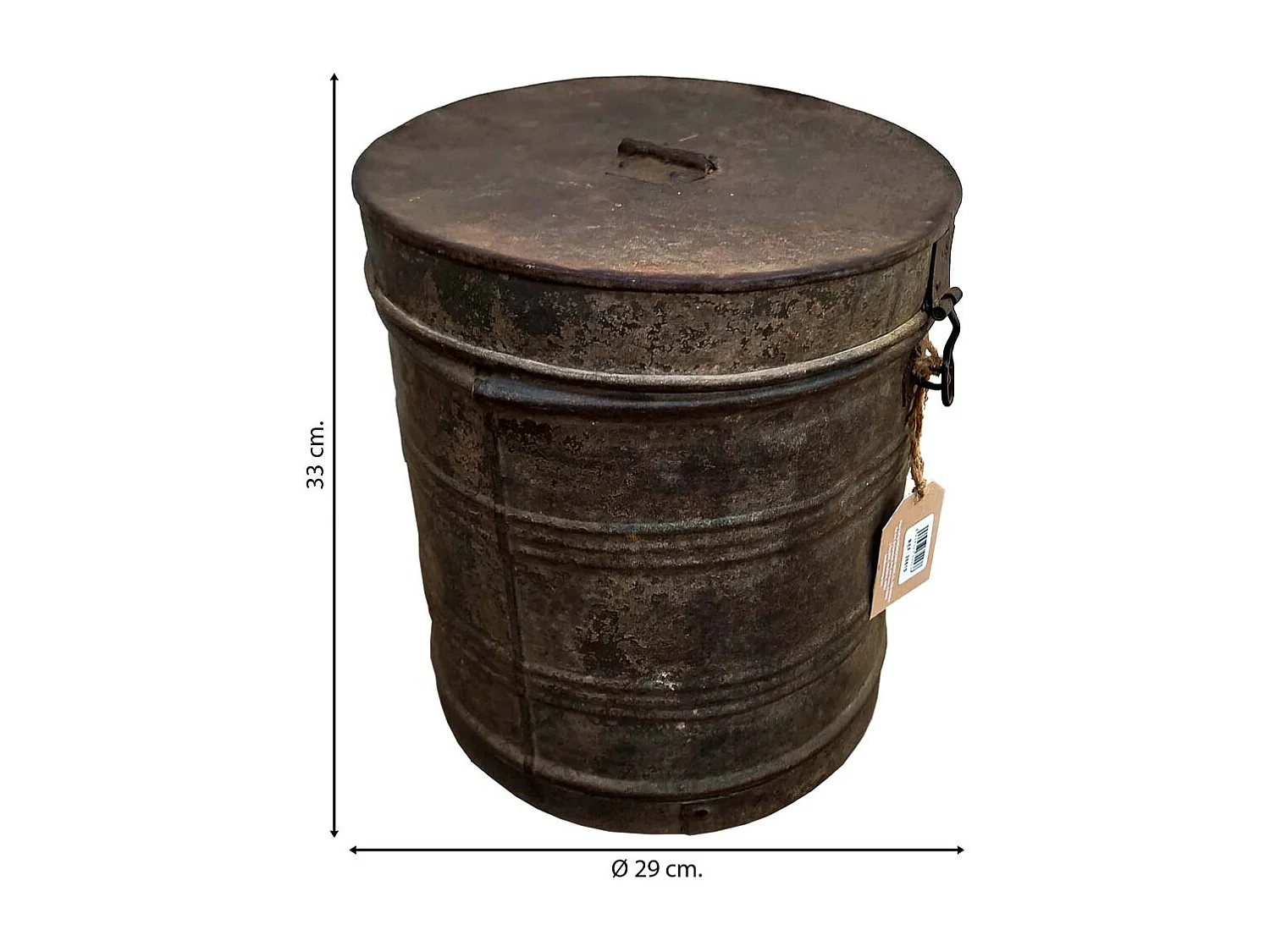 Tambor de metal marrom 29x29x33
