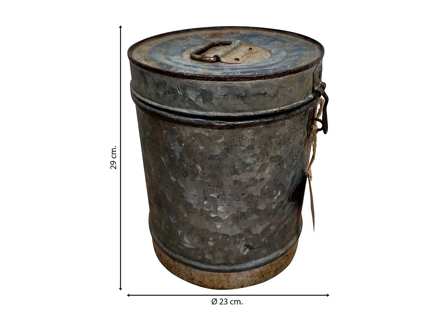 Braune Metalltrommel 23x23x29h cm