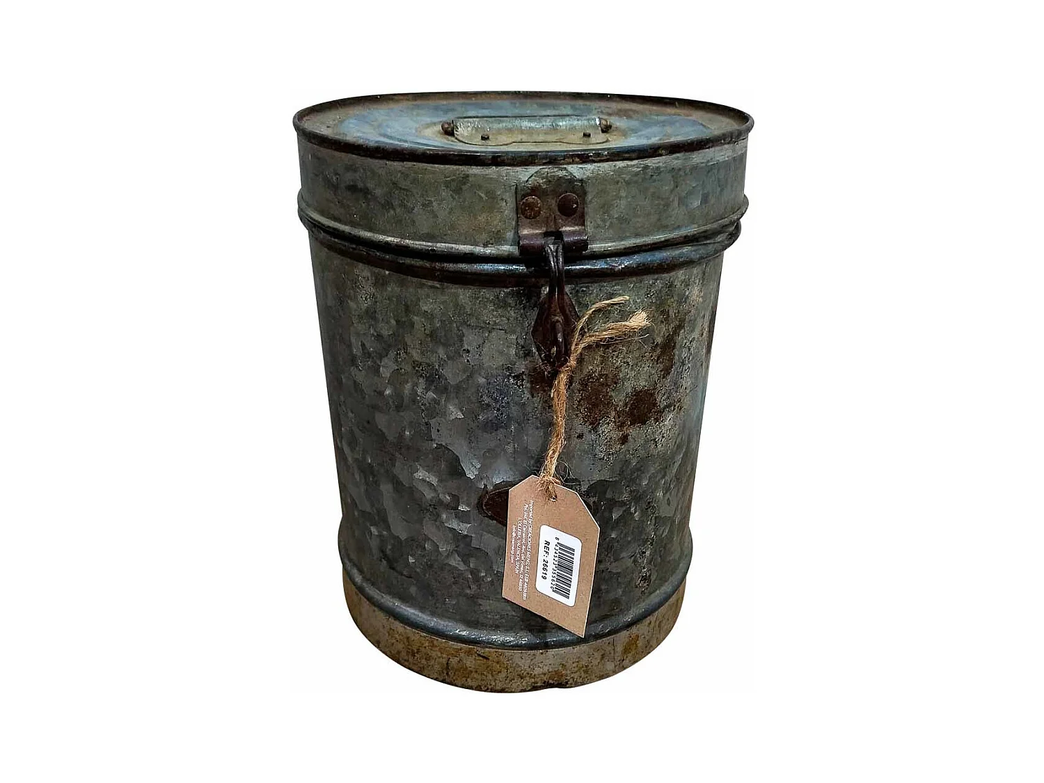 Bidon en metal marron 23x23x29h