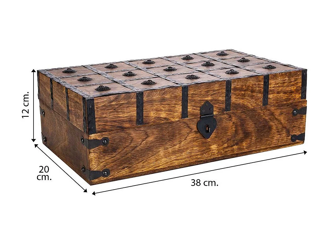 Brauner handgefertigter Holzkoffer 38x20x12h cm