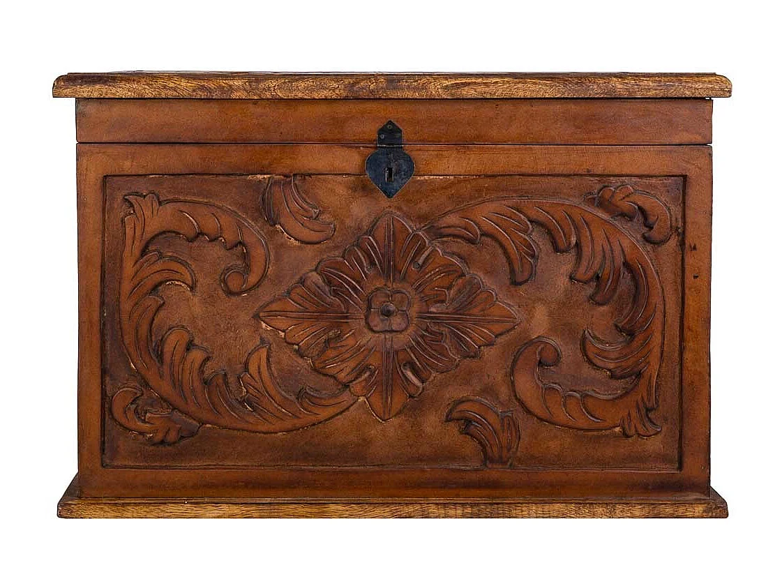 Baule in legno fatto a mano marrone 70x50x50h