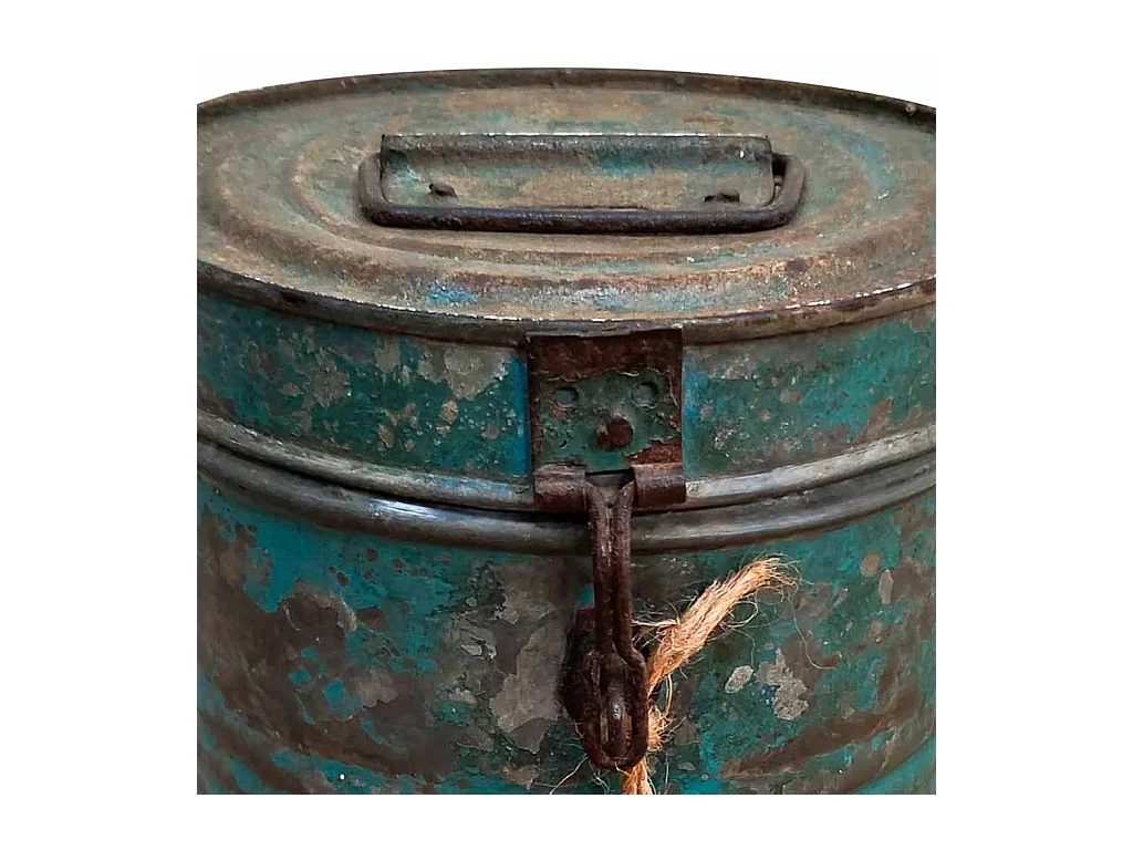 Blaue Metalltrommel 20x20x23h cm