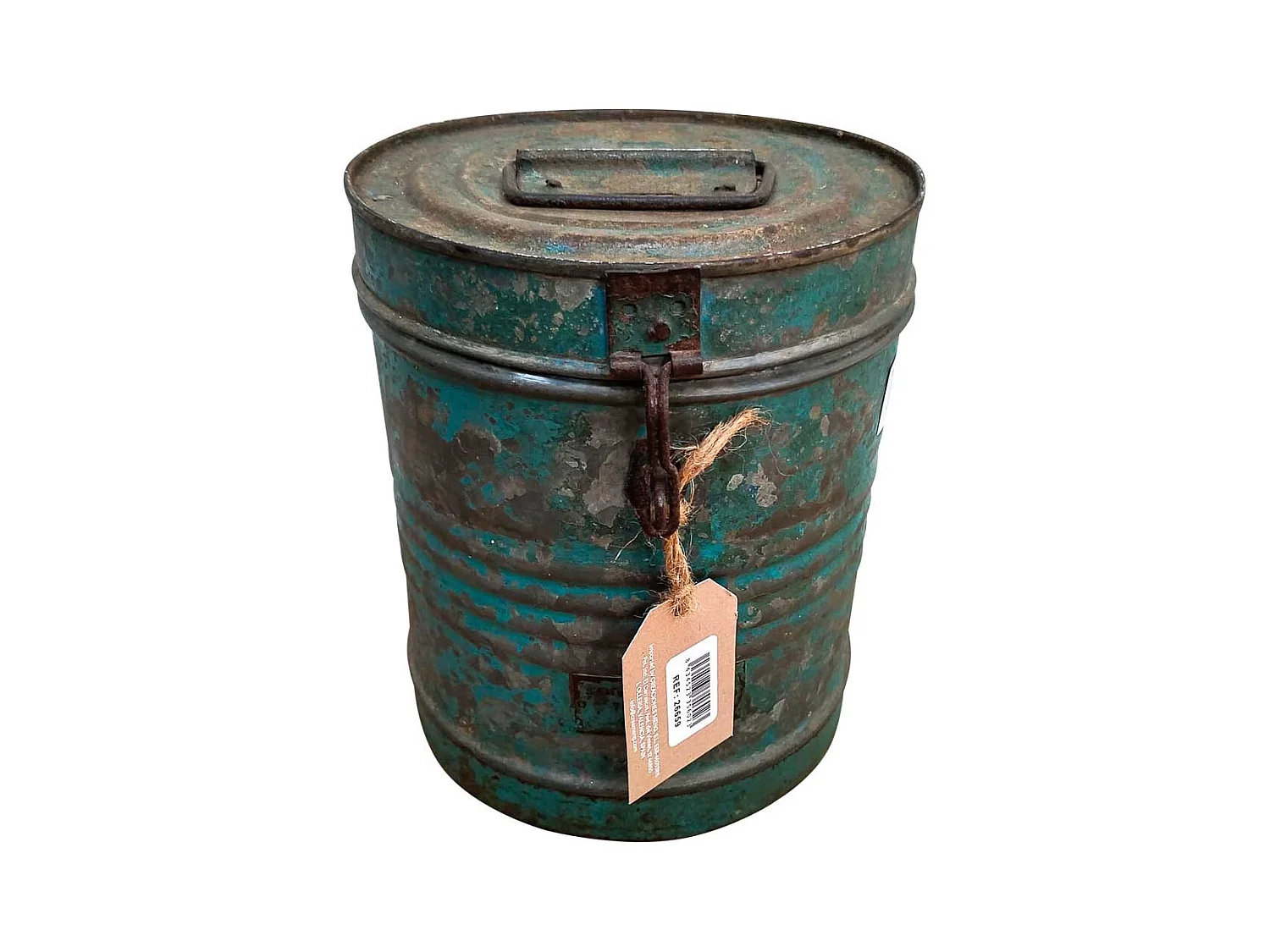 Bidon en metal bleu 20x20x23h