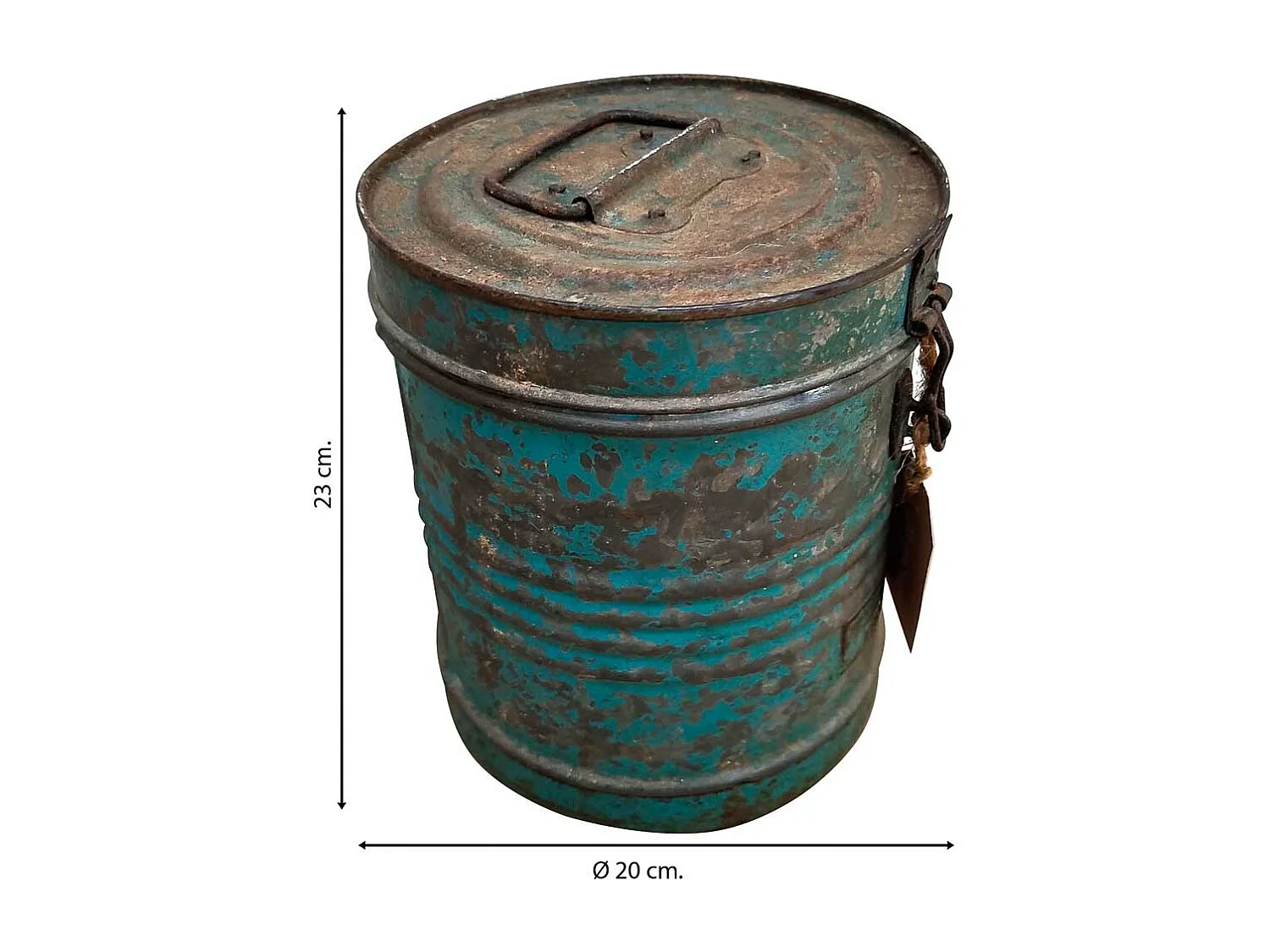 Tambor de metal azul 20x20x23