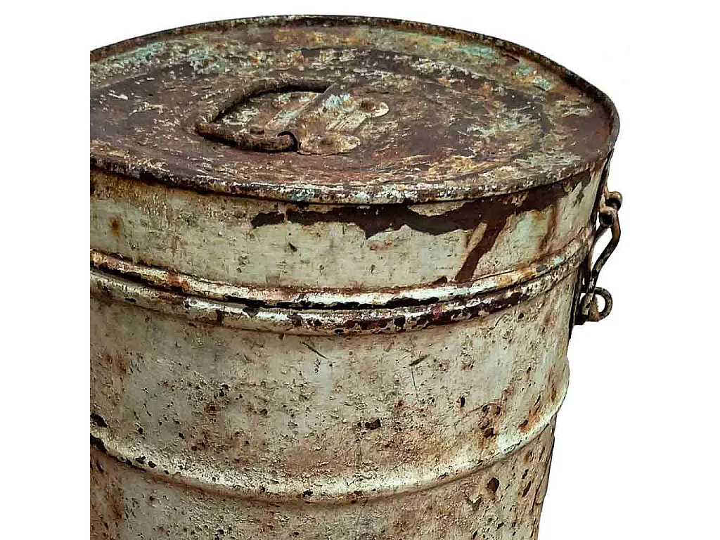 Bidon en metal crème 26x26x34h