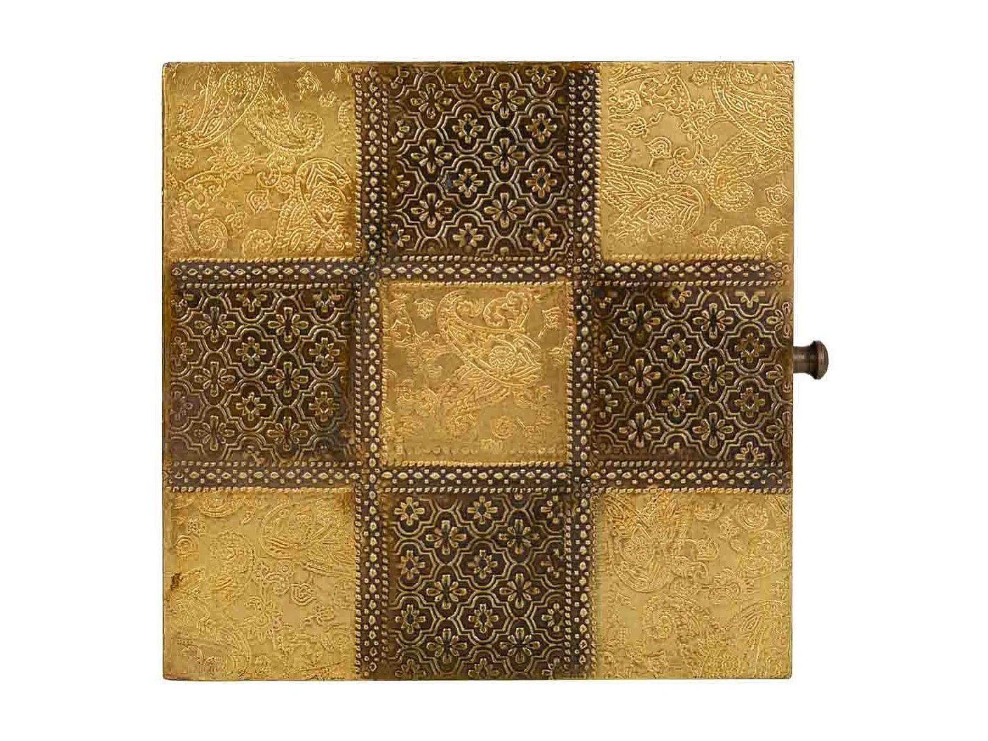 Caixa de joias de madeira e metal marrom 20x20x7,5