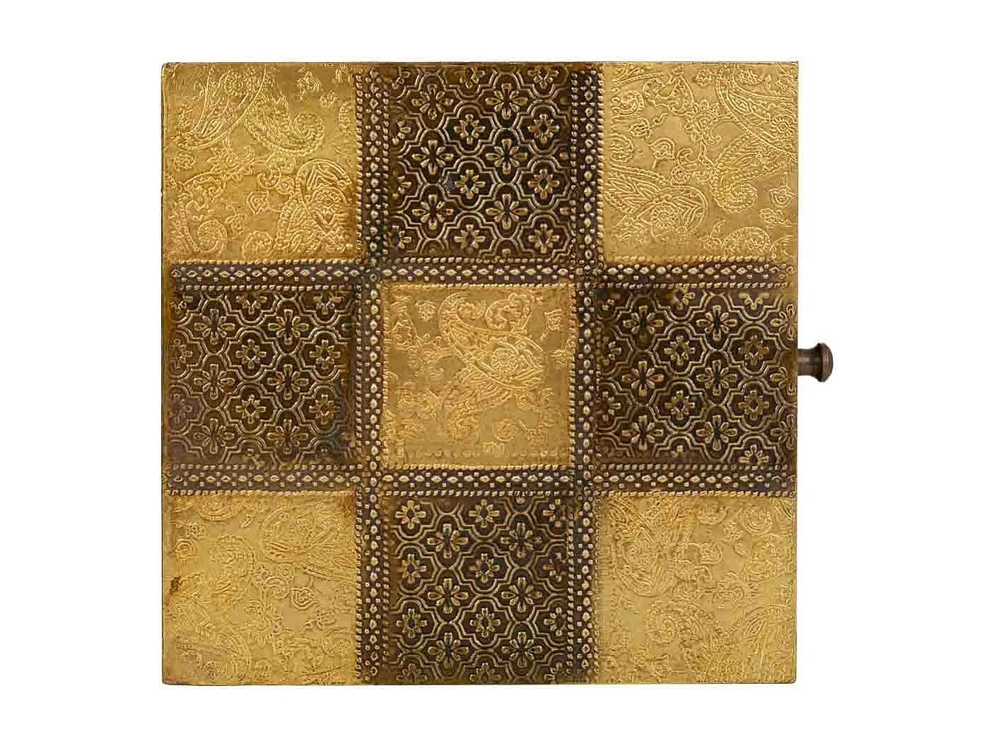 Caixa de joias de madeira e metal marrom 20x20x7,5