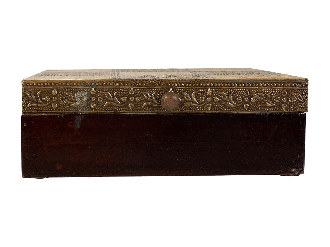 Baúl Joyero de madera y metal marrón 20x20x7,5