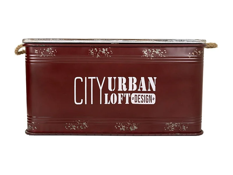 Set aus Truhe und 3 roten Metallschubladen