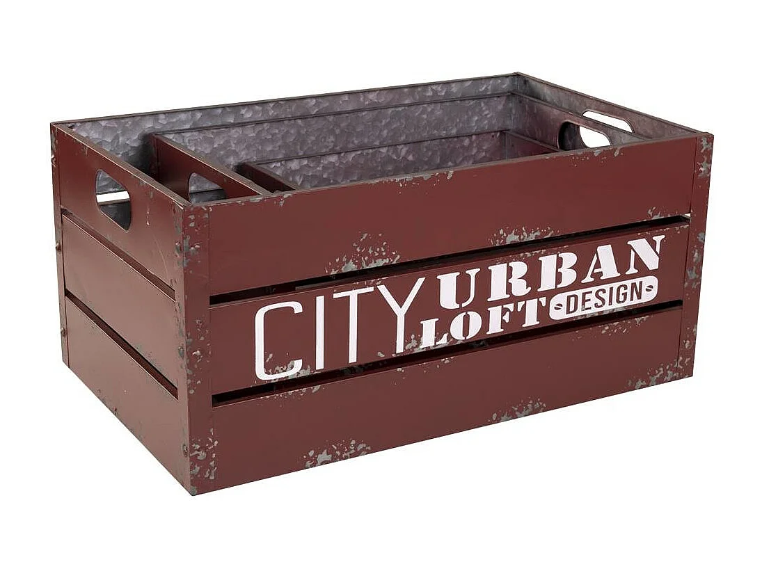 Conjunto baú e 3 gavetas em metal vermelho