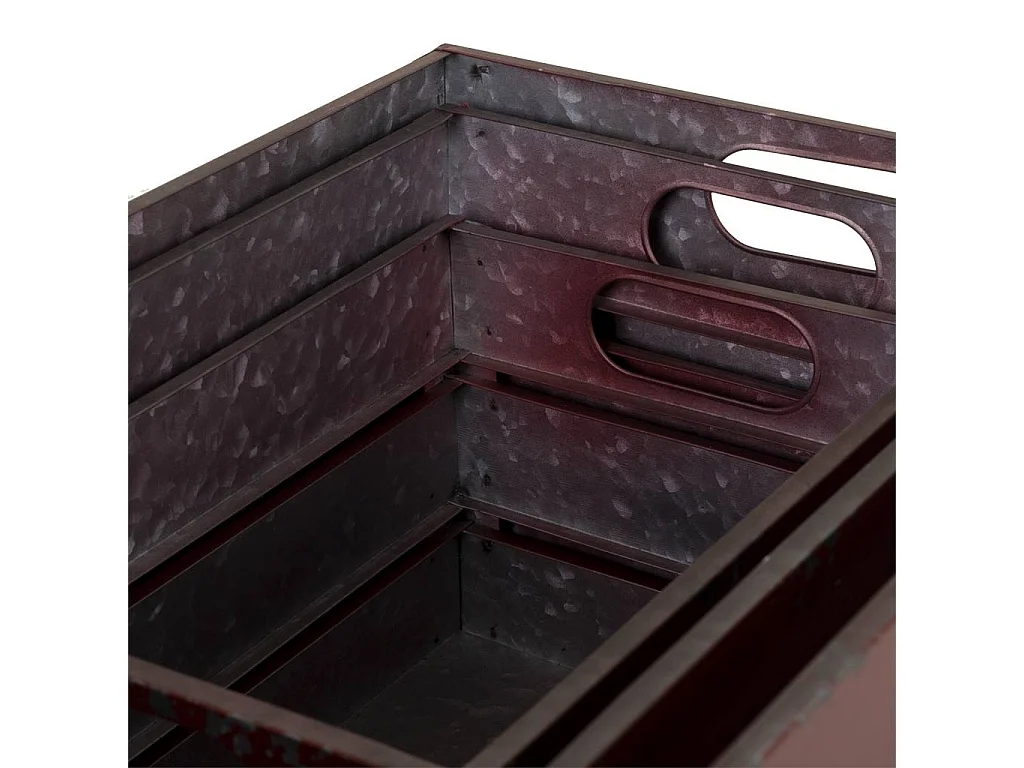Conjunto baú e 3 gavetas em metal vermelho