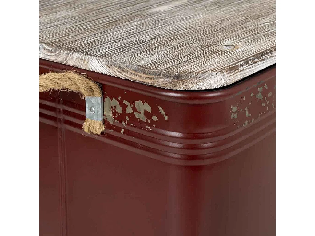 Conjunto baú e 3 gavetas em metal vermelho