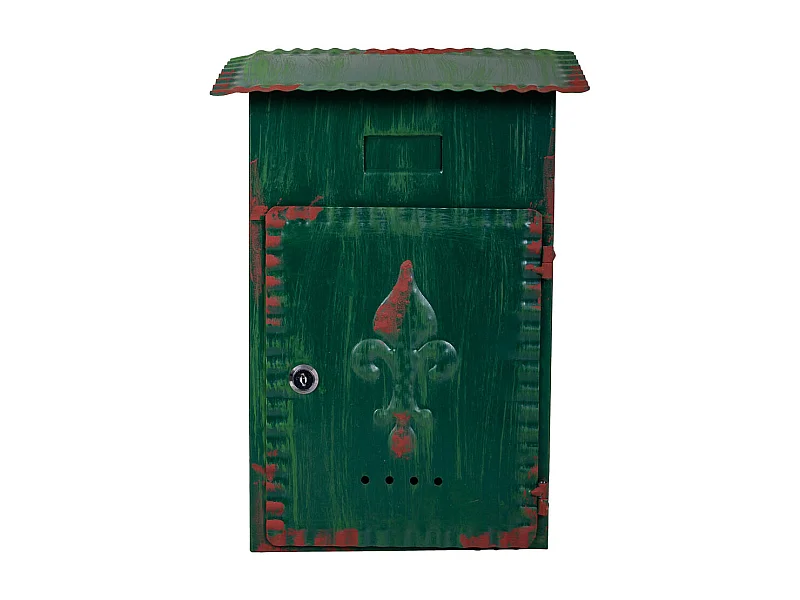 Boîte aux lettres en métal vert 27x11x37h